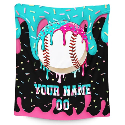 Personalized Baseball Drip Blanket for Boys Kids Teens Charcoal