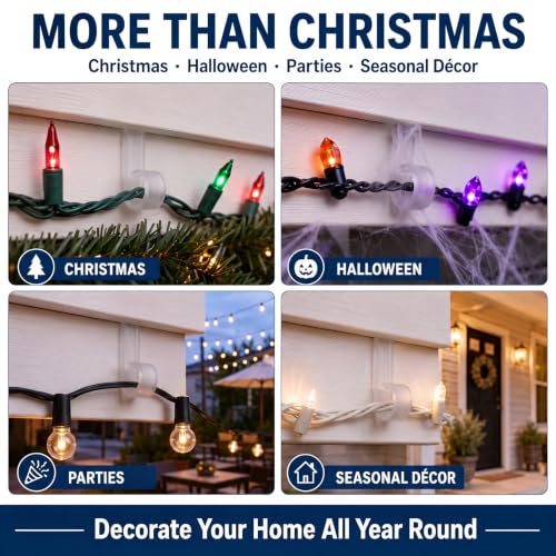 100 Pcs Vinyl Siding Hooks for Christmas Lights - Outdoor Decorative Clips with No Damage