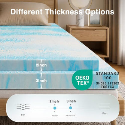 Novilla Full Memory Foam Mattress Topper - 2 Inch Cooling Gel Support