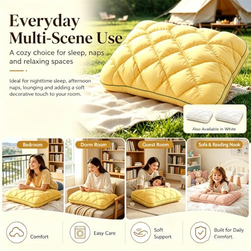 Japanese Cooling Pillow Puff Pillow for Sleeping - Yellow