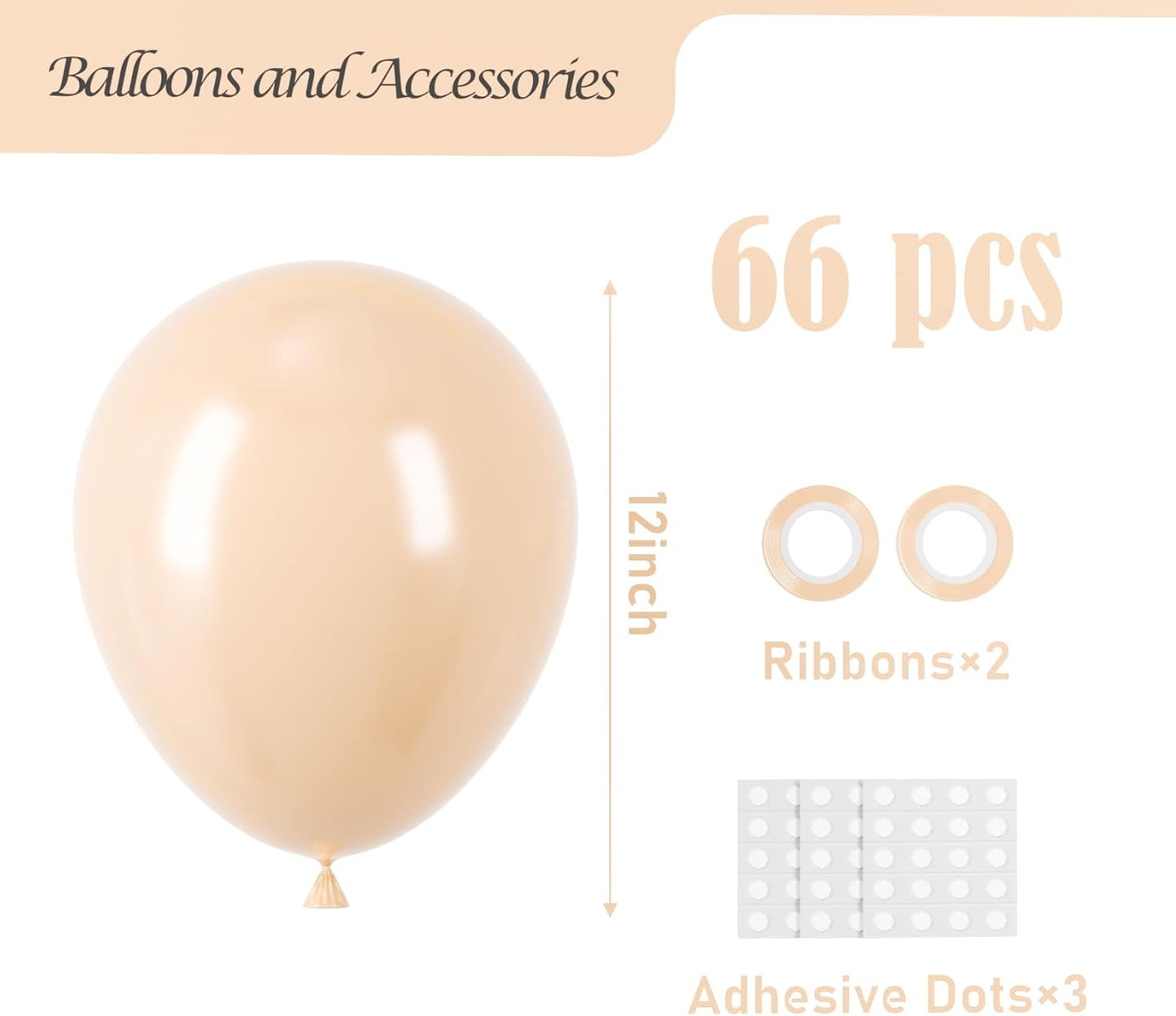 Voircoloria Blush Balloons - 66 Pack 12-Inch Nude Latex Balloons for Weddings, Graduations & Parties