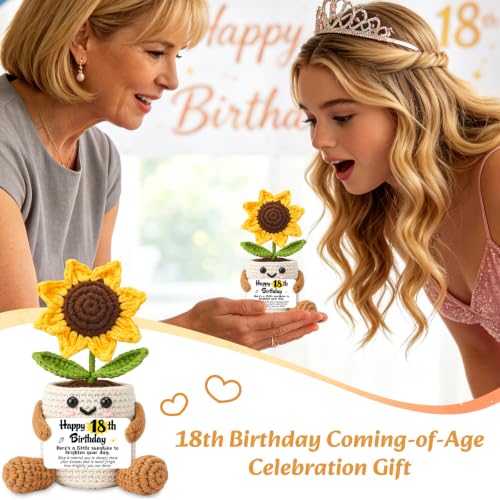 Happy 18th Birthday Gift for Girls Sunflower Crochet - Variation of 18th Birthday