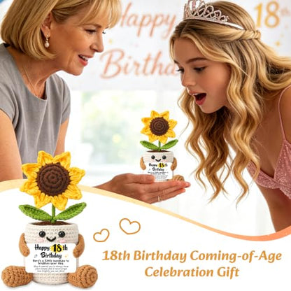 Happy 18th Birthday Gift for Girls Sunflower Crochet - Variation of 18th Birthday