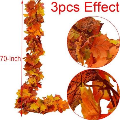 Artificial Fall Maple Leaf Garland 6 Pack - 6 Ft Autumn Decor