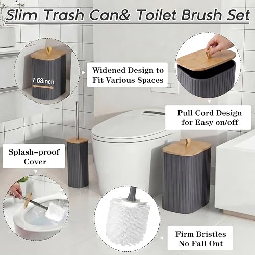 Britimes 23-Piece Bathroom Accessory Set with Waterproof Liner - Grey Ombre