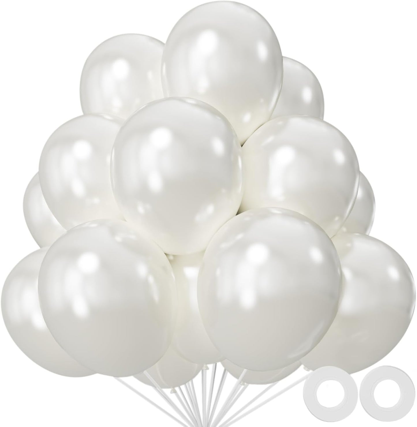 Pearl White Latex Balloons by [Brand Name] - 12 Inch, 110pcs for Birthday Parties & Baby Showers