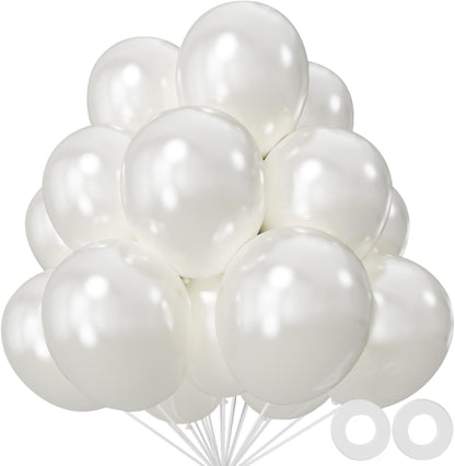 Pearl White Latex Balloons by [Brand Name] - 12 Inch, 110pcs for Birthday Parties & Baby Showers