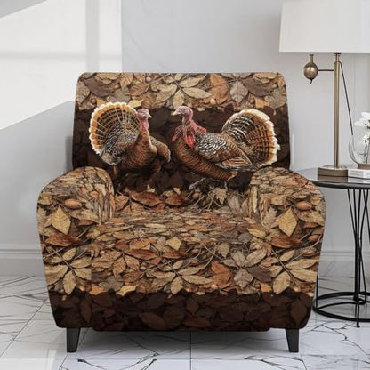 Turkey Hunting Fall Camo Recliner Slipcover - Fits Most Standard Chairs