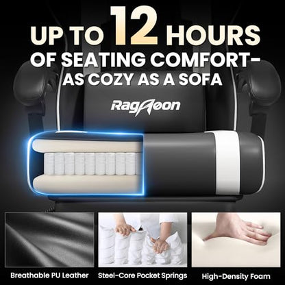 Gaming Chair for Adults with Footrest - Ergonomic PC Chair Arctic White
