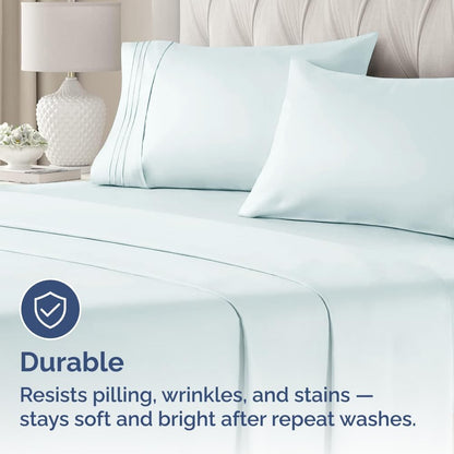 Skiennix Queen Pillow Cases Set of 2 - Ultra Soft Hotel Quality - Wrinkle Free & Stain Resistant - Ice Blue