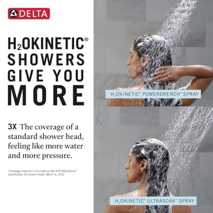 Delta 8-Inch Round Shower Head Chrome 6 Settings Lumicoat Finish - 2.5 GPM