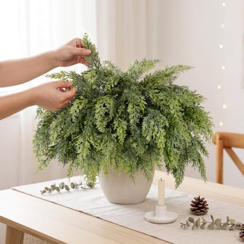 12 Pcs Artificial Cedar Stems - 18 Inch Holiday Greenery for Christmas Decor - Real Touch