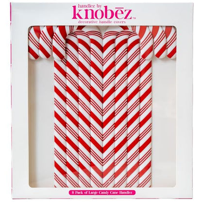 Large Candy Cane Handle Covers 8 Pack - Festive Holiday Cabinet Decor