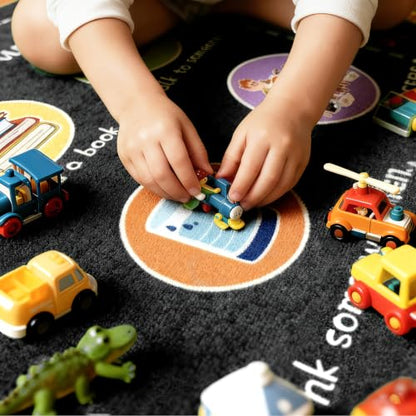 Classroom Black Rug 9x12 ft - Non-Slip Carpet for Elementary Classrooms