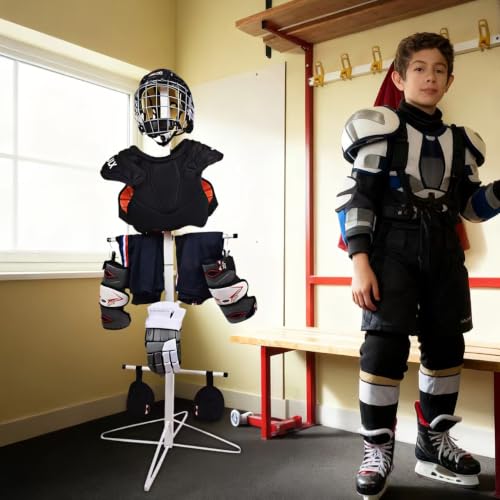 Hockey Equipment Drying Rack Metal Sports Gear Organizer with 4 Hanging Clips