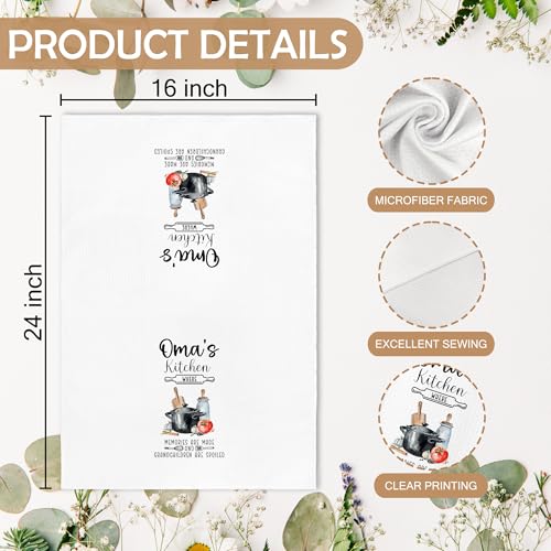 German Grandma Gifts Kitchen Hand Towels - Oma's Dish Cloths for Mothers Day & Christmas - 16x24 Inches - Variation of German Grandma