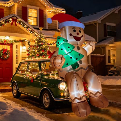 8.2FT Inflatable Gingerbread Man Christmas Decoration with LED Lights for Lawn Roof Garden