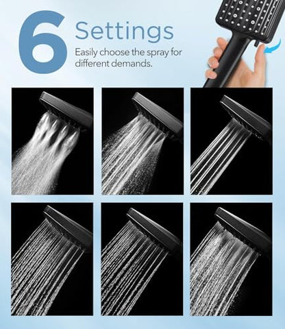 MakeFit Black Handheld Shower Head with Filter & 7 Modes - High Pressure