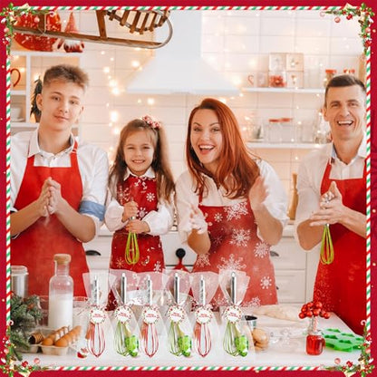 12 Sets Christmas Baking Supplies Gift Set - Stainless Steel Whisk & Silicone Spatula with Cards & Ribbons