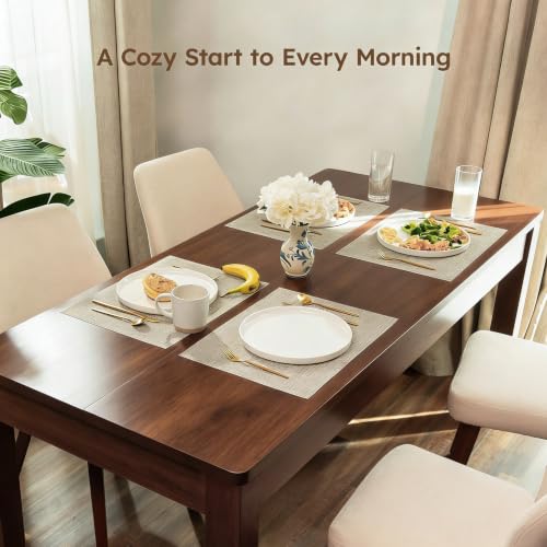 Walnut Farmhouse Dining Table for 6 - Rectangular Kitchen Table