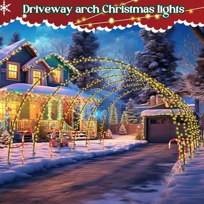 Christmas Driveway Arch Lights & Candy Cane Stakes 16pcs Warm White