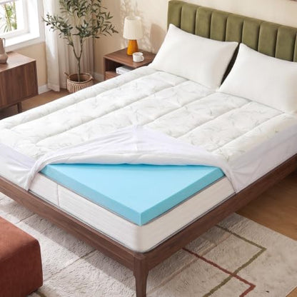 White Full Size Gel Memory Foam Mattress Topper with Bamboo Rayon Cover