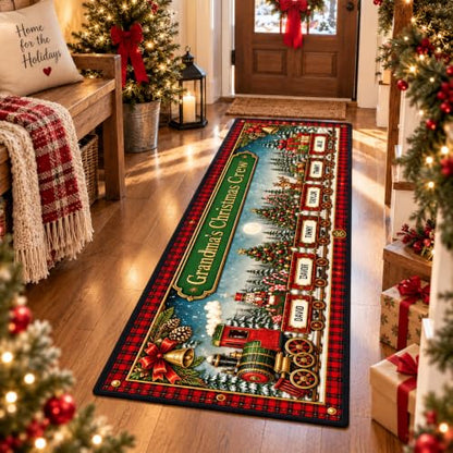 Christmas Train Family Custom Rug - Holiday Doormat for Grandparents' House - Variation: Christmas Train Family