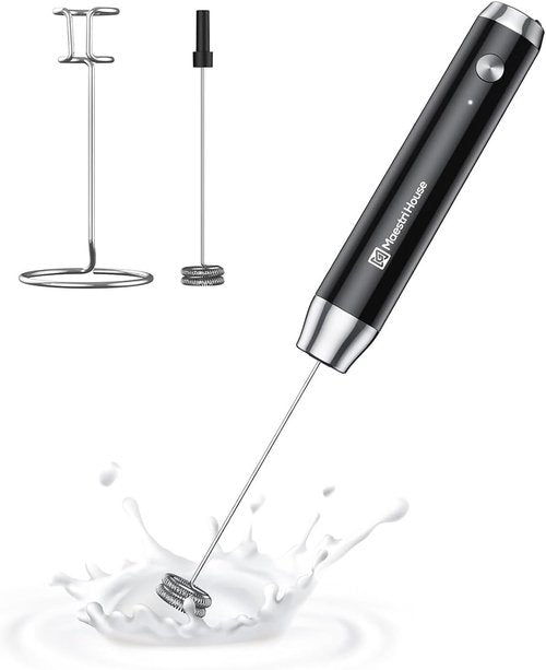 Maestri House Rechargeable Milk Frother - Handheld Electric Foam Maker with Detachable Whisk | Perfect for Lattes & Cappuccinos