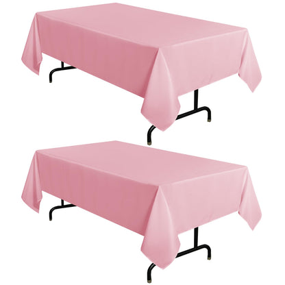 sancua 2 Pack Pink Tablecloth 60 x 102 Inch, Rectangle Table Cloth for 6 Feet Table - Stain and Wrinkle Resistant Washable Polyester Table Cover for Dining Table, Buffet Parties and Camping