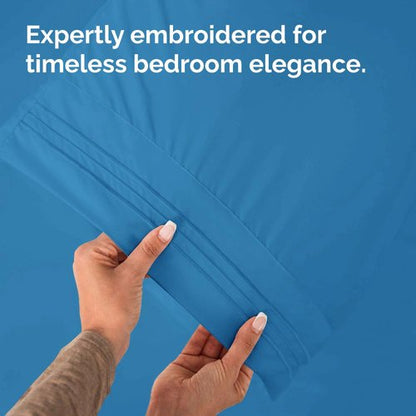 Queen Pillow Cases Set of 4 - Ultra Soft Hotel Quality Pillowcase Covers - Comfy, Cozy & Wrinkle Free - Shrink, Stain & Fade Resistant - Machine Washable Pillow Protectors - 4 Piece Set - Denim Blue