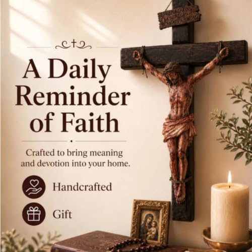 Sacred Jesus Crucifix Wall Cross Set of 2 - Catholic Religious Home Decor
