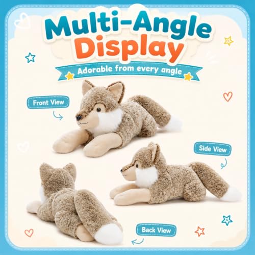 Giant Wolf Stuffed Animal Plush Body Pillow 47 Inch Gray Wolf Toy - BENINY