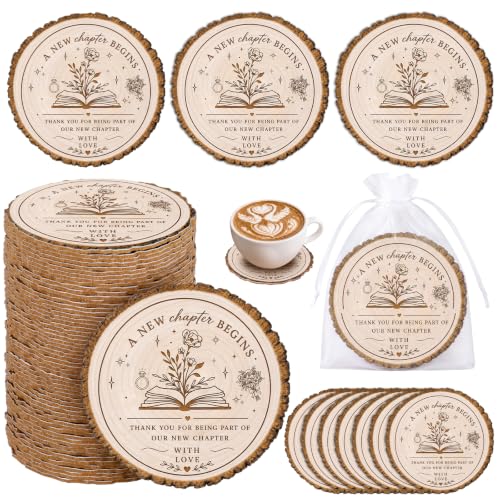 Wedding Coasters Set with Gift Bags for Guests - 50 Pieces