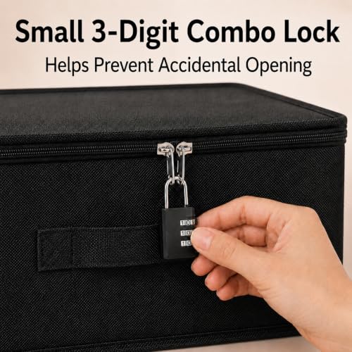 Black Lockable Privacy Toy Storage Box with Combo Lock & Soft Bags for Adults