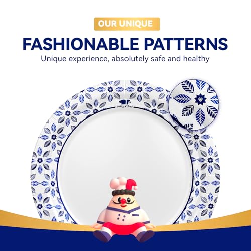 Disposable Paper Plates 7 Inch 150 Pack - Heavy Duty, Microwave Safe, Versatile for Parties & Events - JOLLY CHEF Variation of 7in-150 count