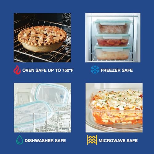 LocknLock Purely Better Glass Square Baker/Food Storage Container with Lid, 8 Inch x 8 Inch, Clear