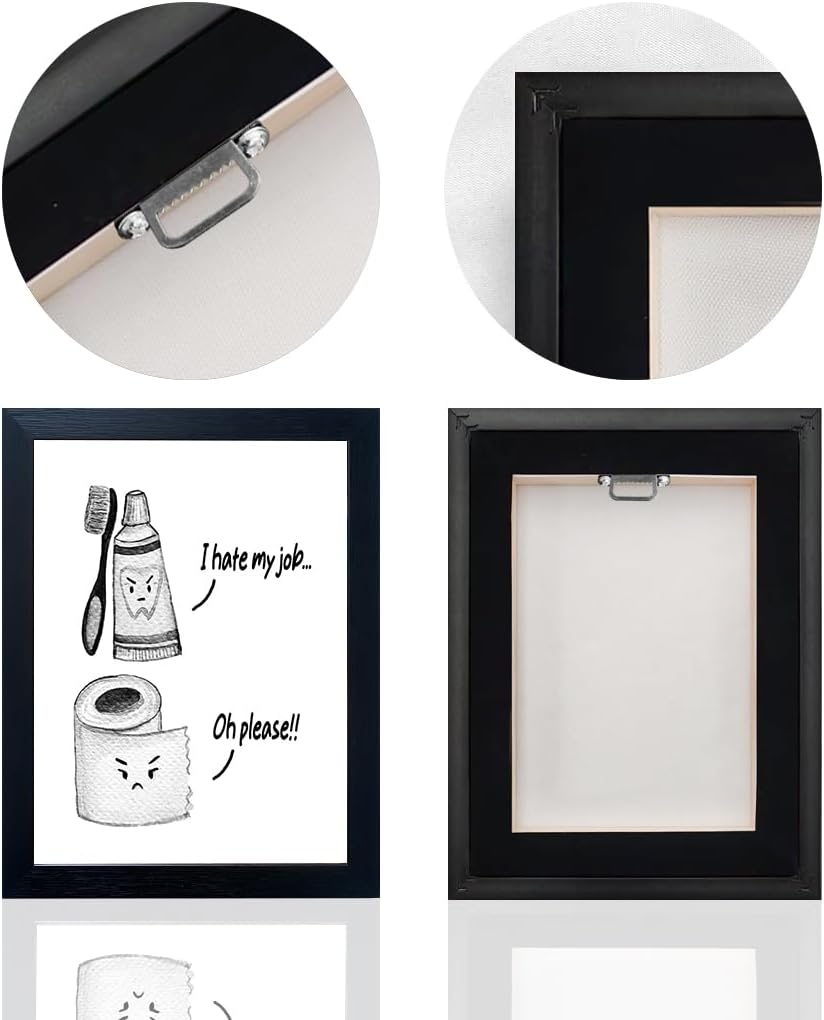 Regine Switzerland Kids Bathroom Decor - Cute Framed Canvas Wall Art | Modern Black and White Design