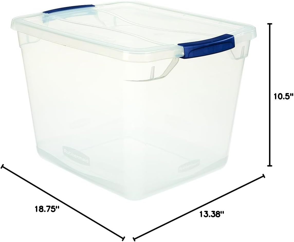 Rubbermaid Clever Store Latching Storage Tote - Clear 30-Qt Container for Easy Organization
