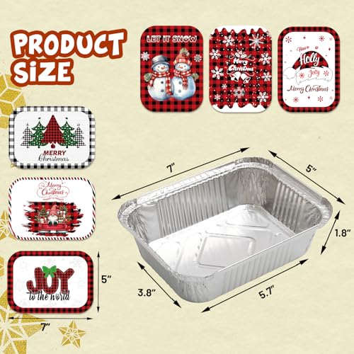 36 Pack Christmas Aluminum Food Containers with Lids - Holiday Treat Storage