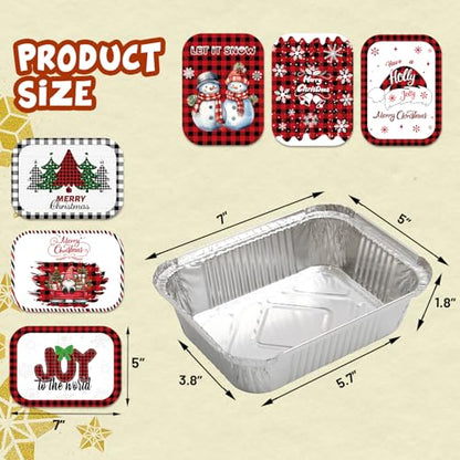 36 Pack Christmas Aluminum Food Containers with Lids - Holiday Treat Storage