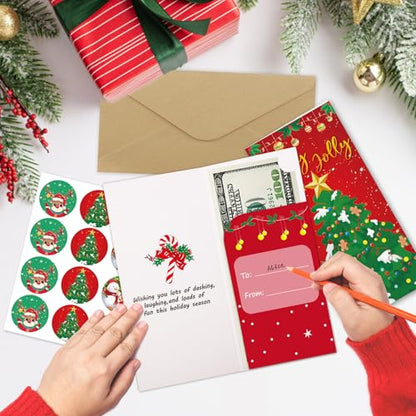 Christmas Money Holders Set with Envelopes - 24 Pack Holiday Cash Gift Cards