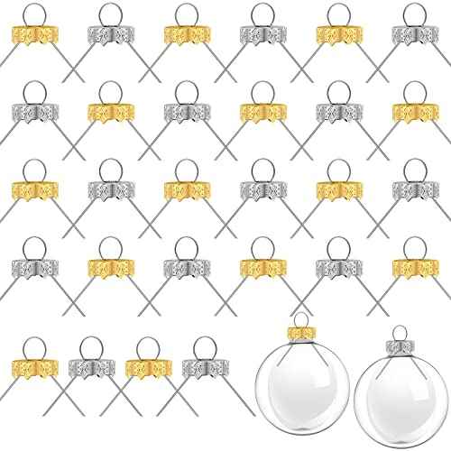 Round Ornament Cap Christmas Replacement Ornament Caps Gold Christmas Ornament Cap Sliver Christmas Hangers Caps for Christmas Porcelain or Glass Decoration DIY Decorations (100 Pieces)