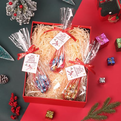 Christmas Red Silicone Whisk Gift Set - 8 Pack 10 Inch Kitchen Utensils with Greeting Cards & Ribbons