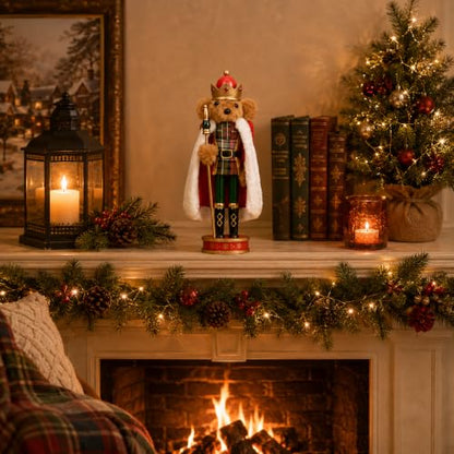 Hand-Painted Wooden Nutcracker King Christmas Decor - Regal Festive Figure