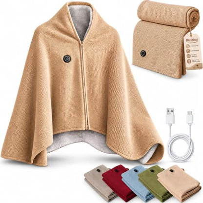 Rechargeable Heated Shawl Wrap for Women with 3 Heat Settings - Fast Heating & USB Powered (Variation A)