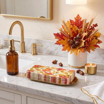 Fall Thanksgiving Maple Leaves Napkins - 60 Pack Autumn Decor Disposable Hand Towels