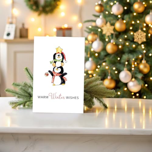 24 Pack Rustic Christmas Cards with Envelopes Watercolor Designs 4x6in