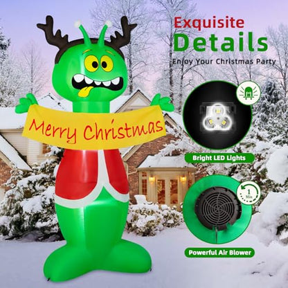 8FT Alien Christmas Inflatable Outdoor Decoration with Built-In LEDs - Yard Lawn Xmas Party Decor Variation of THIS listing