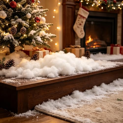 Artificial Snow Cotton Fluff for Holiday Decor, 150g - Winter Scene Craft Supplies