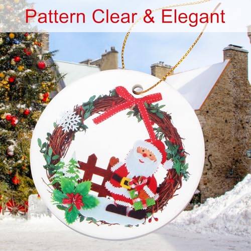 Santa Ceramic Christmas Ornament - Mini Tree Decoration for Xmas Tree Farmhouse Outdoor - Santa 01